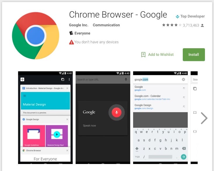 Chrome Broswer on Google Play
